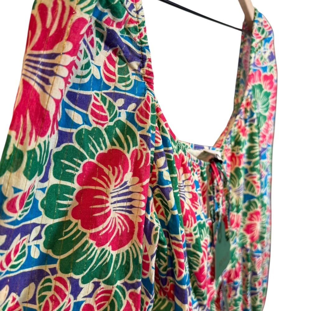 RIXO London Roxy Hibiscus Floral Long Sleeve Vacation Mini Dress Sz M NWT Cotton - Picture 5 of 13